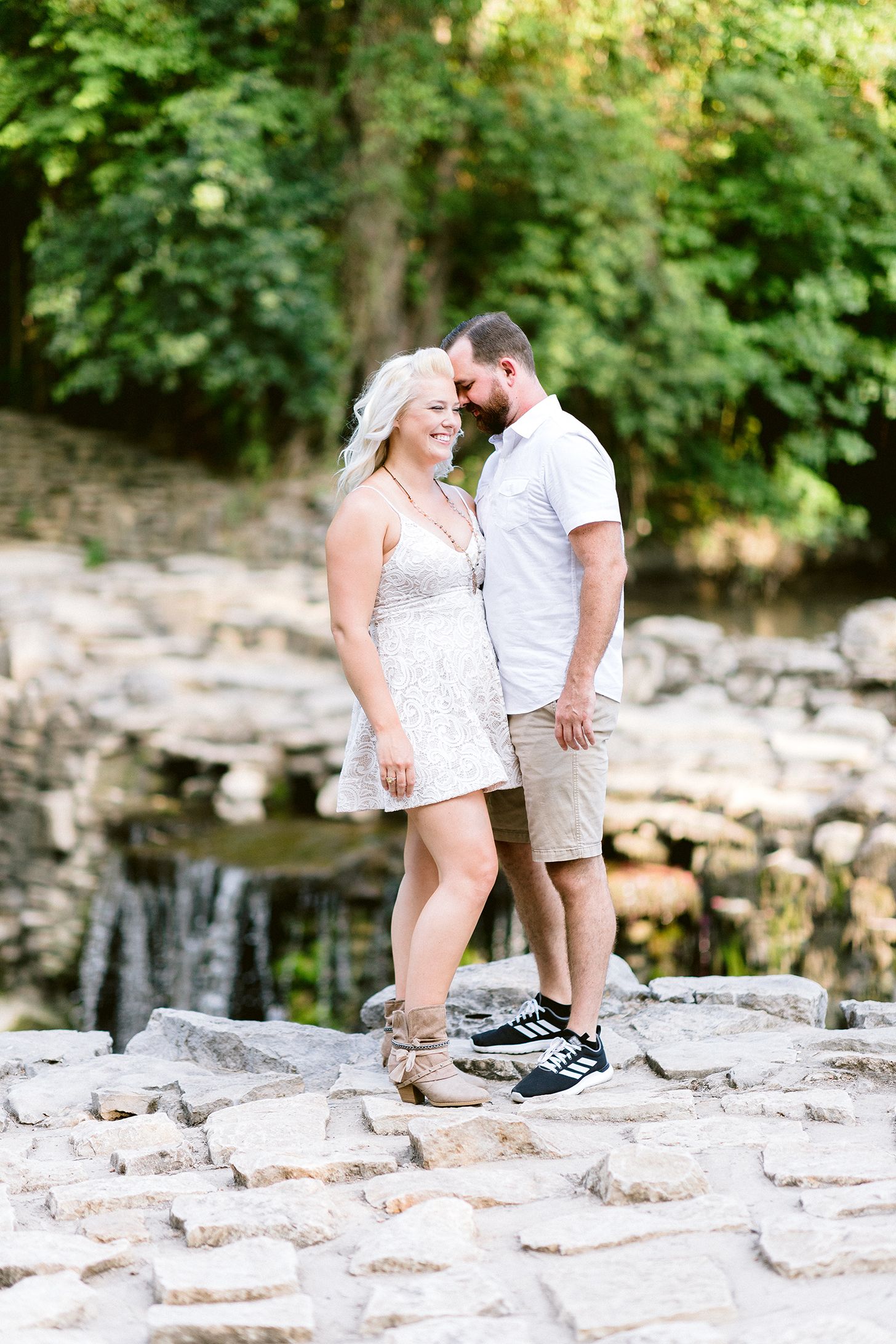 couple at waterfall Elizabeth Couch Photography Prairie creek engagement photos waterfall