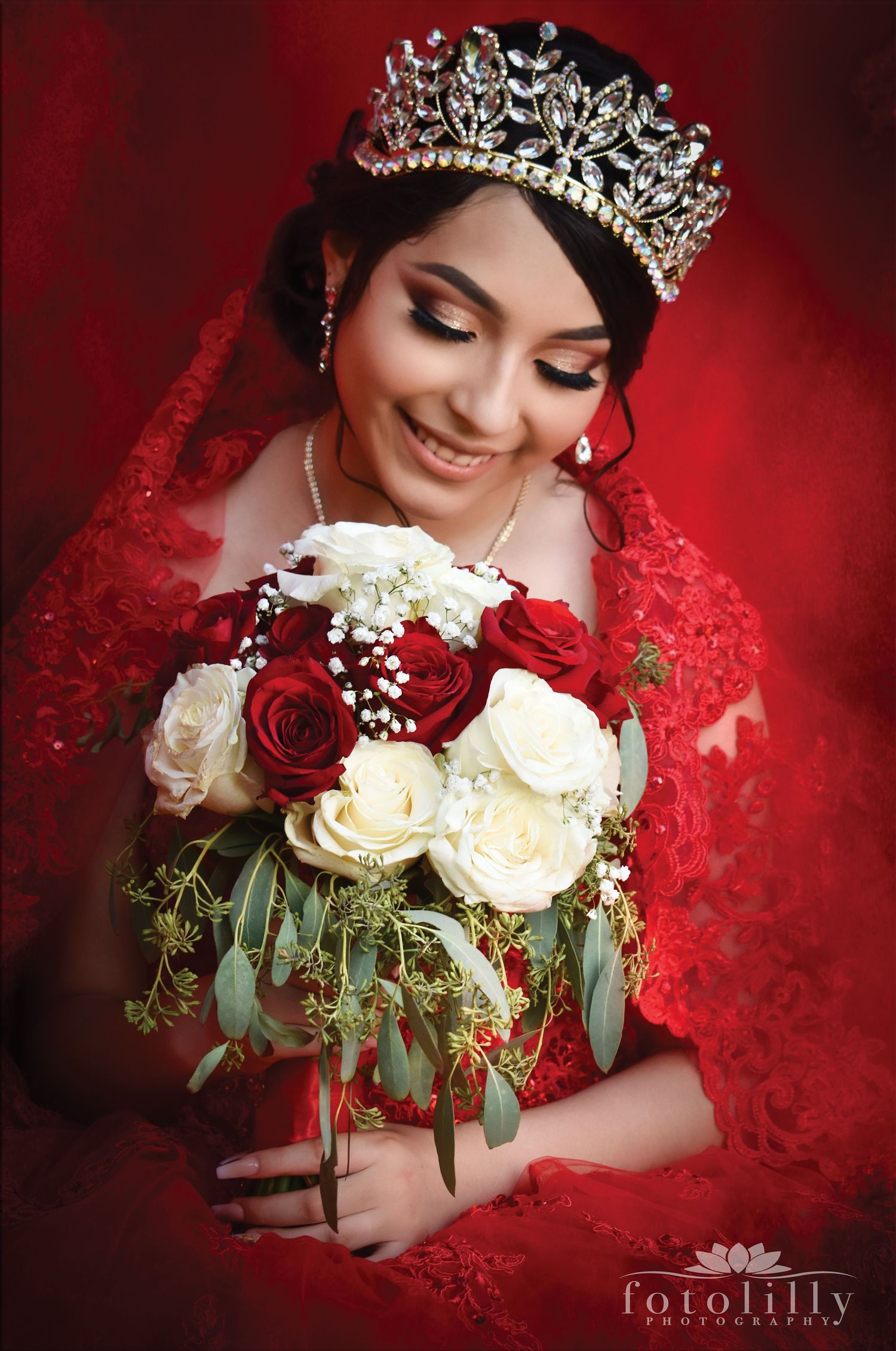 red quinceanera dress portrait photography session fotolilly photography fort worth texas