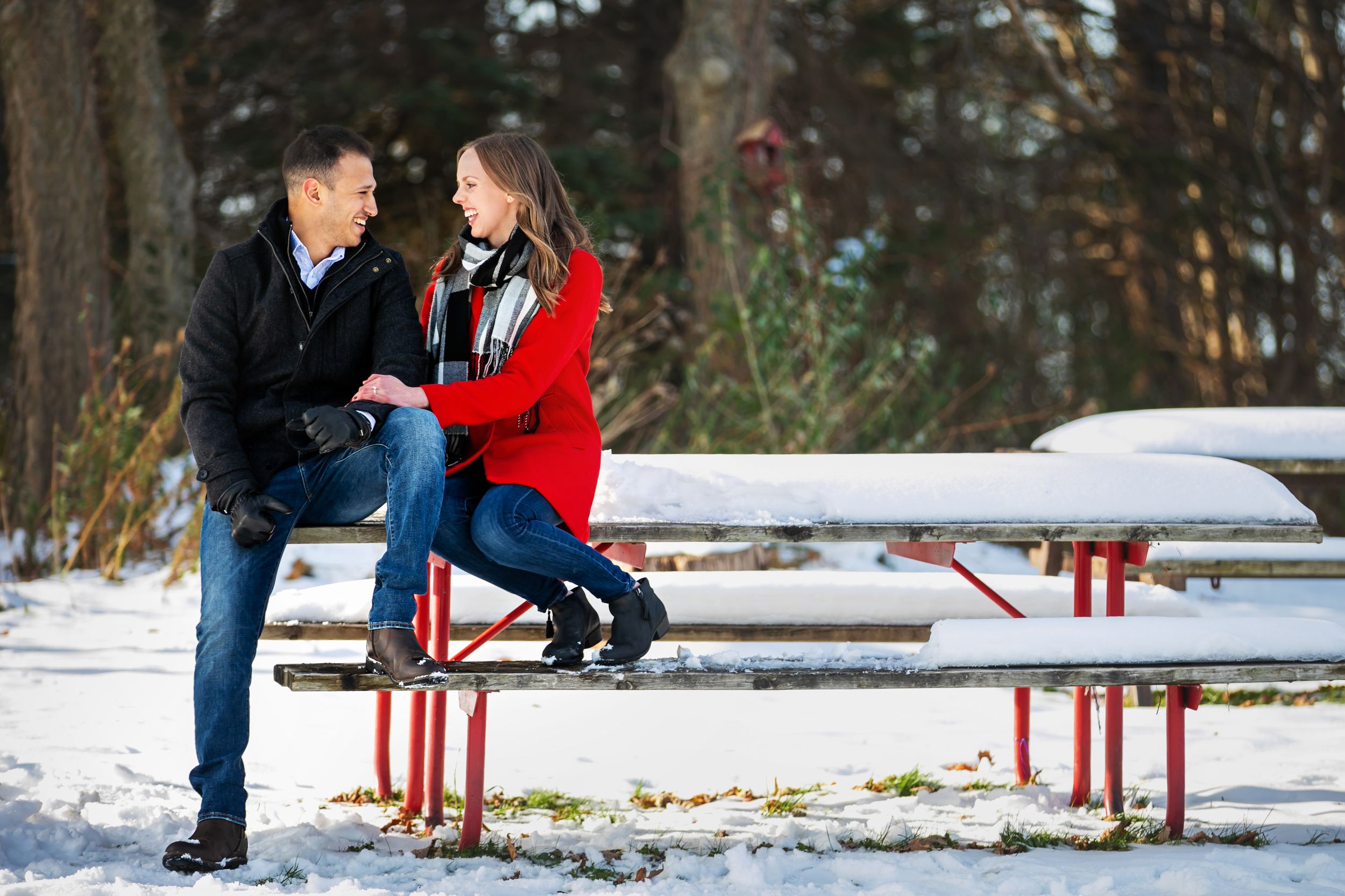Winter Engagement Photos at Fanshawe Conservation Area London