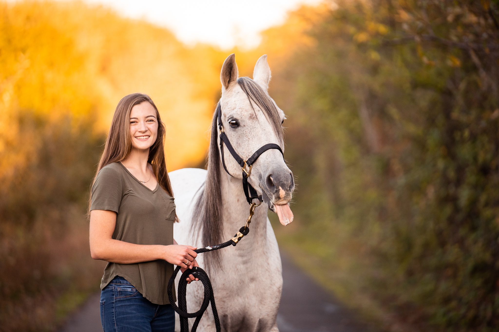 horse and rider photo session with oregon state university college graduate