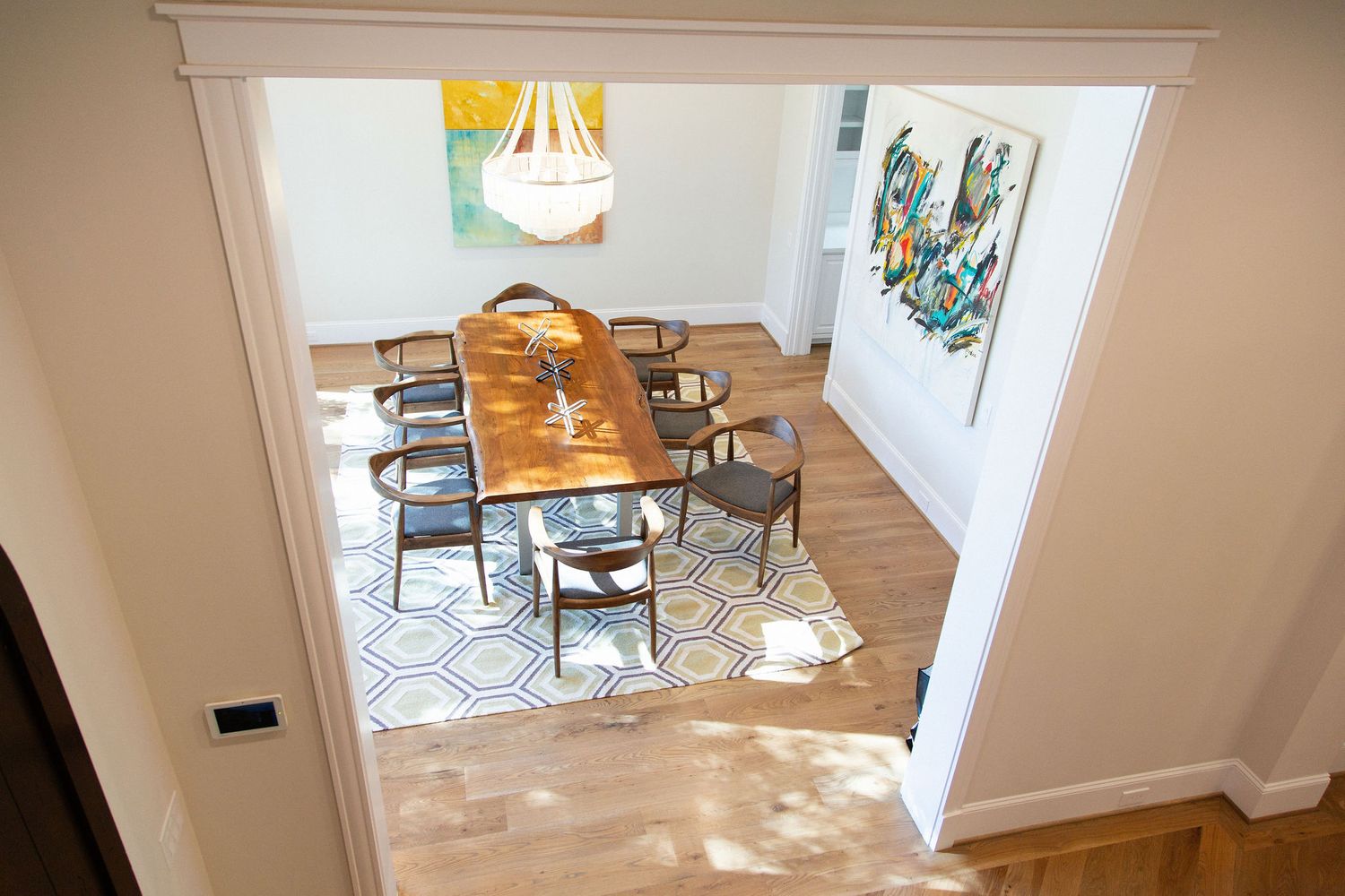 High-end formal dining area in million dollar Houston Home.