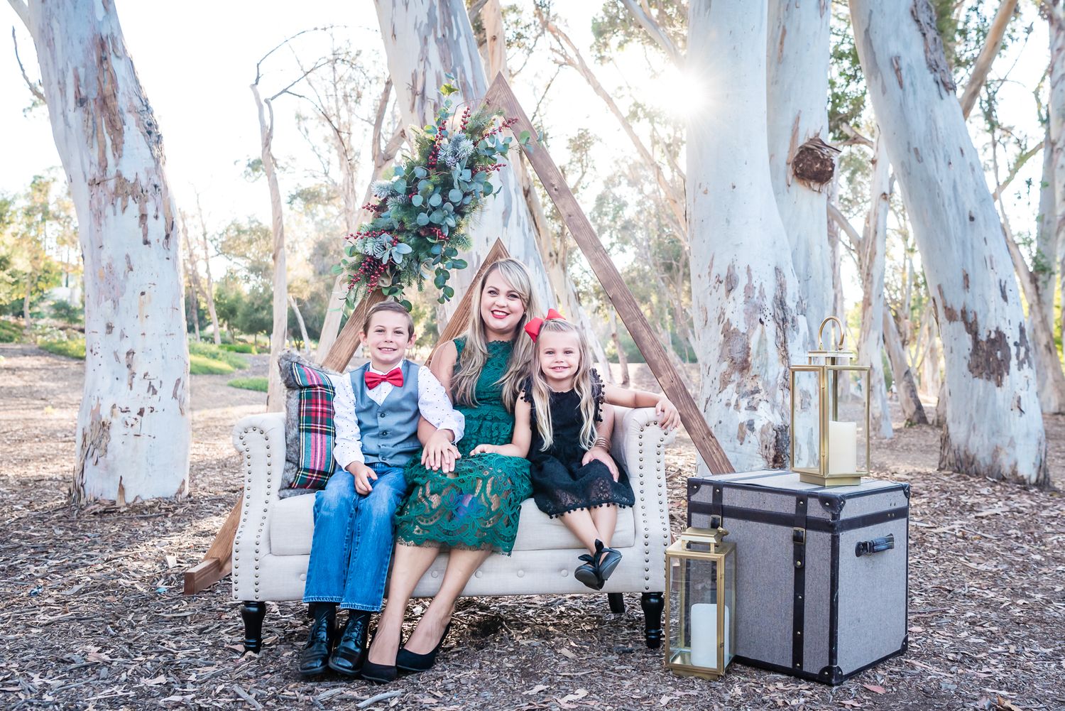 Image of a family in a rustic park in Lake Forest, CA