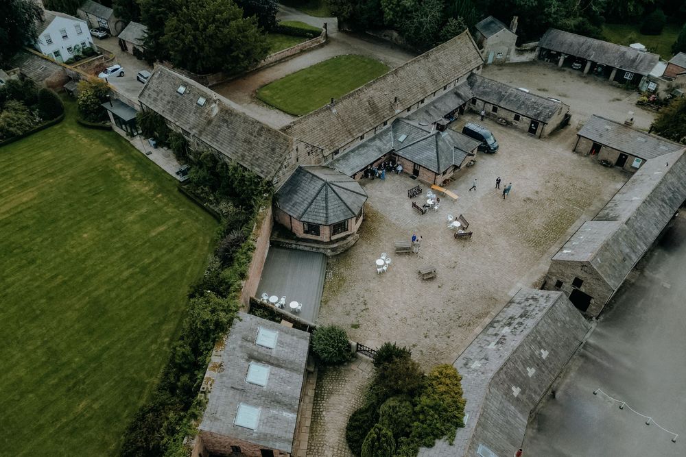 Aerial photograph of the courtyard and buildings at CHET Crosby liverpool wedding venue