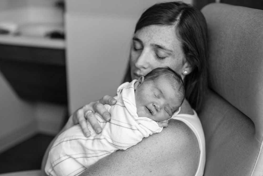Portrait of a mother and her newborn captured by heidi harting photography in a Fresh 48 session, Plymouth MA