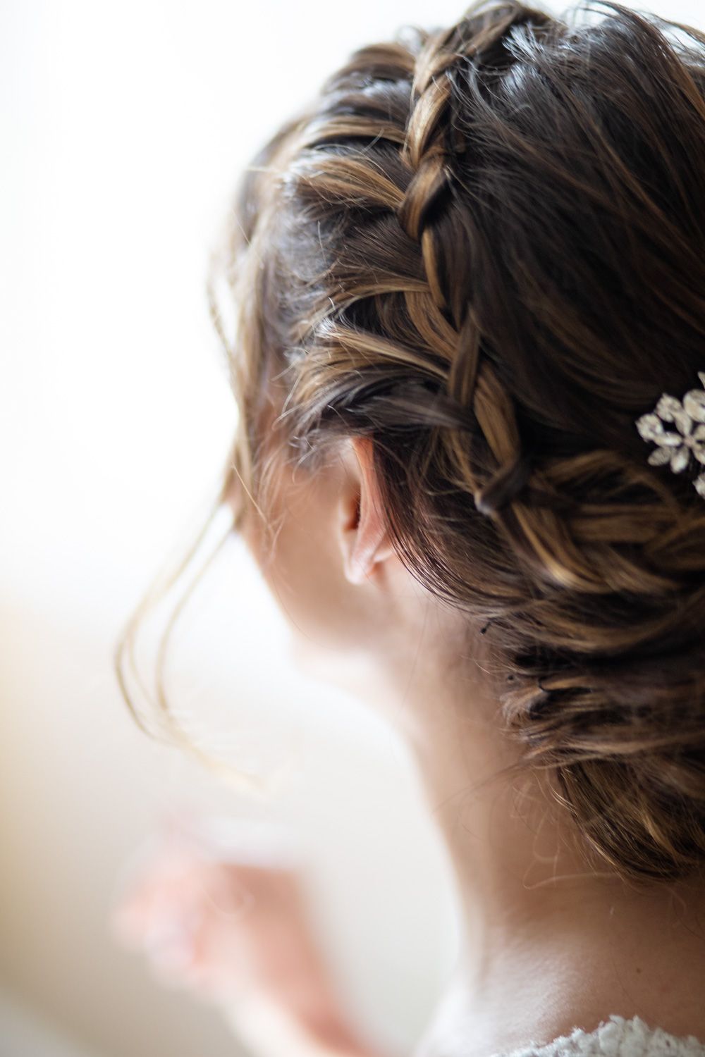 Connecticut bride with braided hair