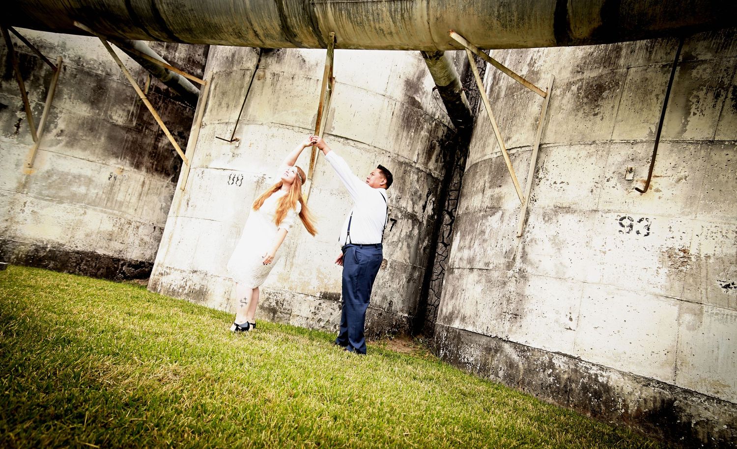 A couple at the Katy Silos by Sassy Massey Photography
