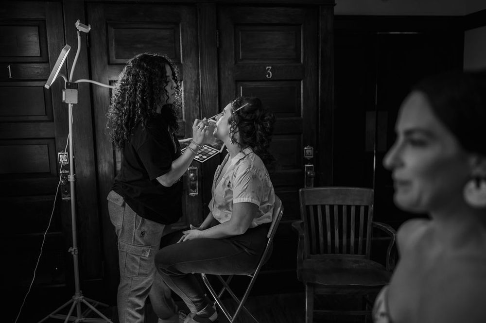 Bride getting ready at the Firehouse Chicago wedding venue