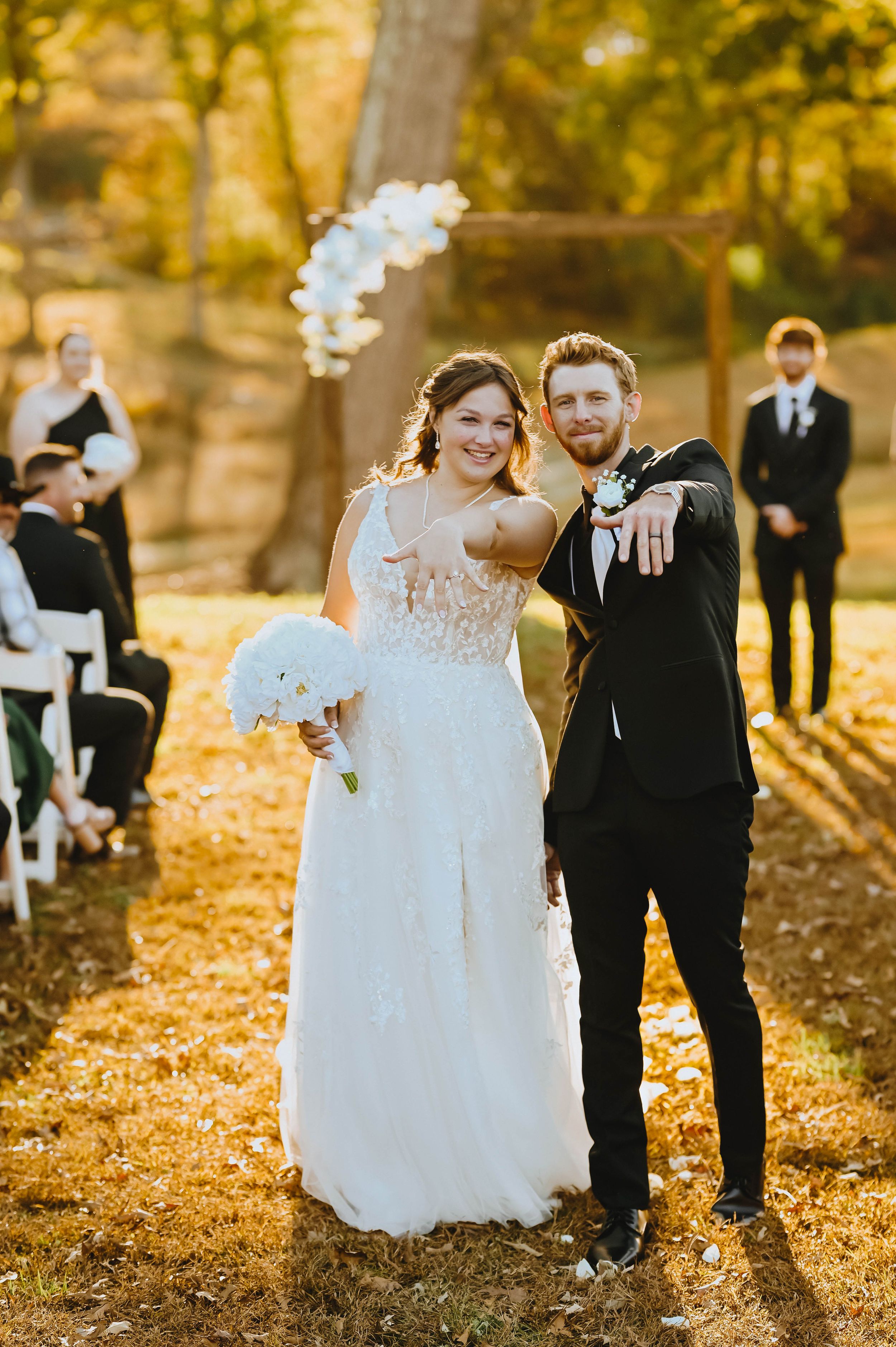 Just married: flashing rings at the Barn at King Hill Farm, a joyous moment of celebration and new beginnings