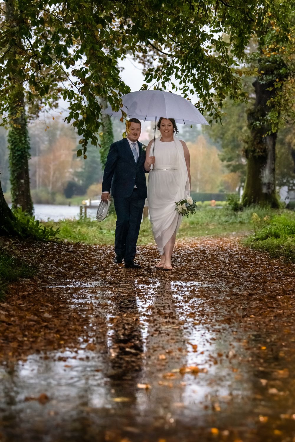 Rainy wedding day at Storrs Hall in Cumbria