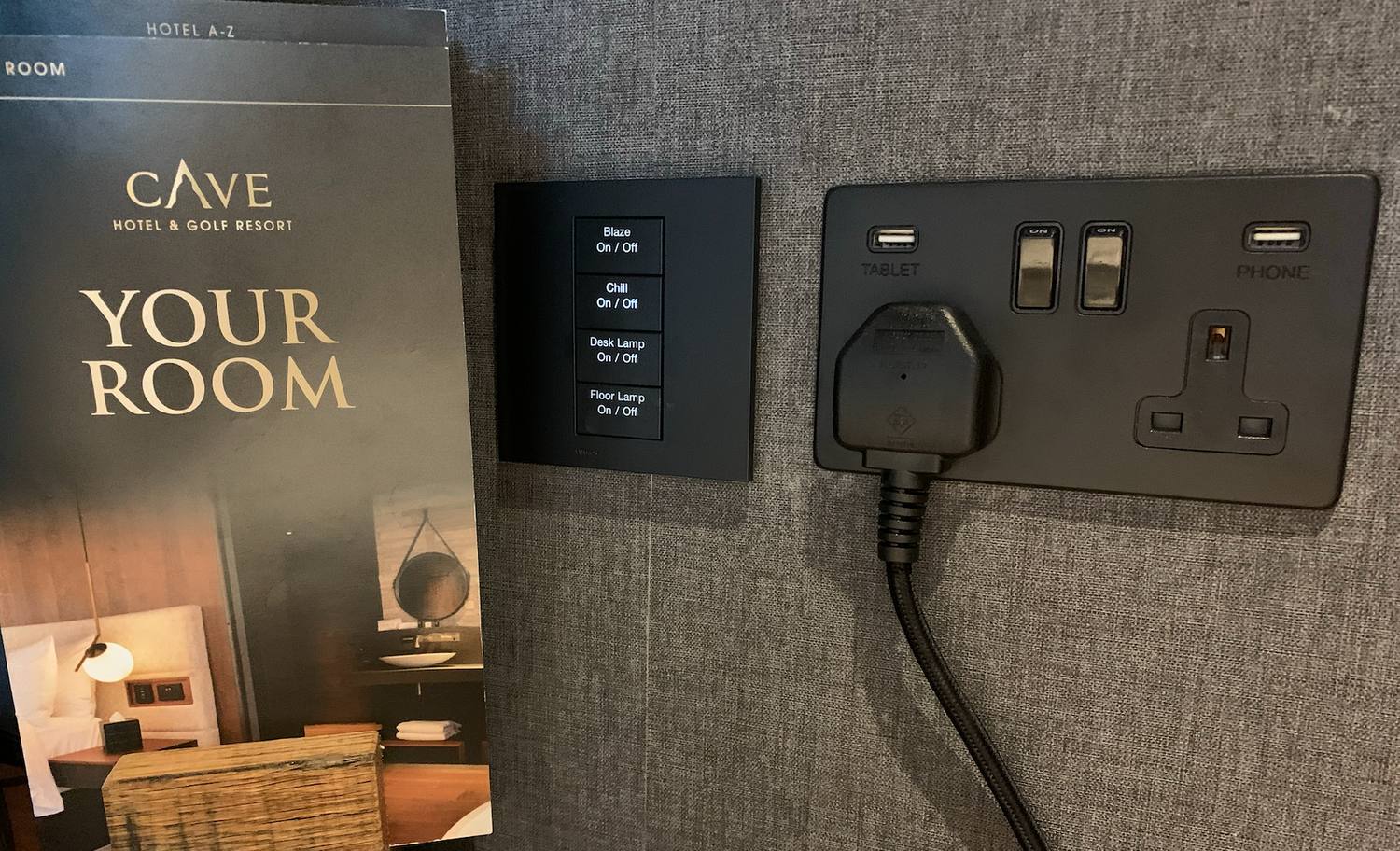 the cave hotel plug sockets and light switches