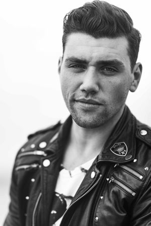 Actor Christian James Diesel Leather Biker Jacket Converse Venice Skate Park California James Dean Tom Ryen Skate Board