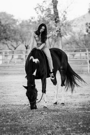 black and white bareback equine senior photos