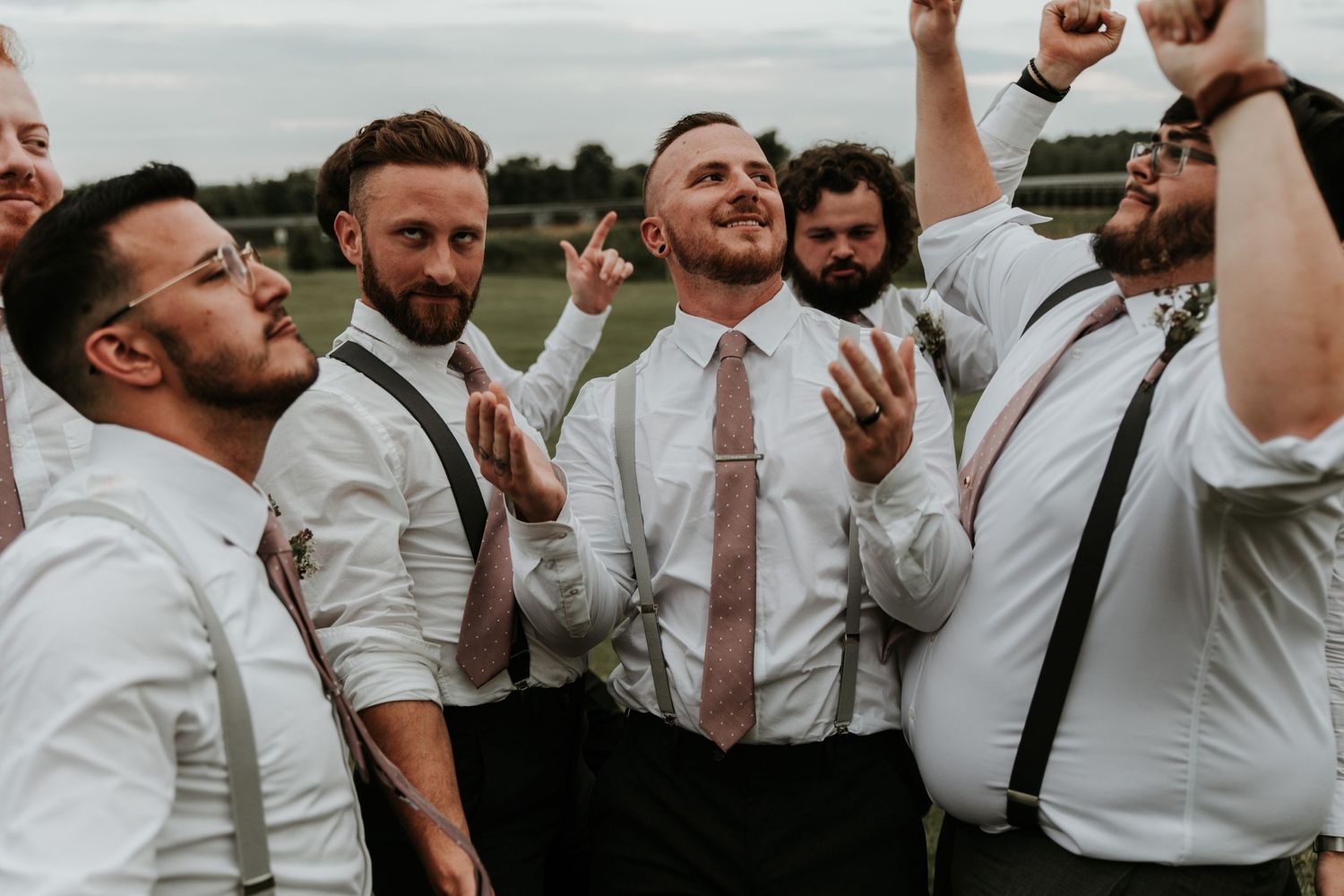 Finger Lakes Groomsmen and groom dancing