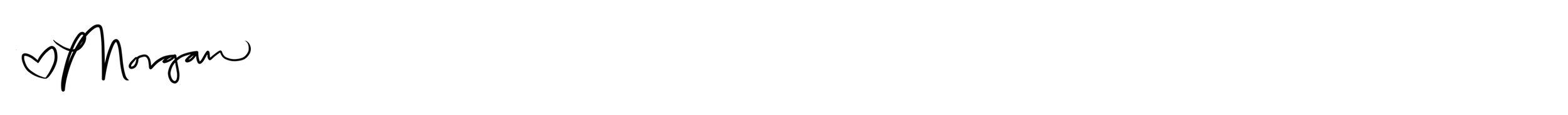 Signature with a hand-written heart reading 'Morgan'