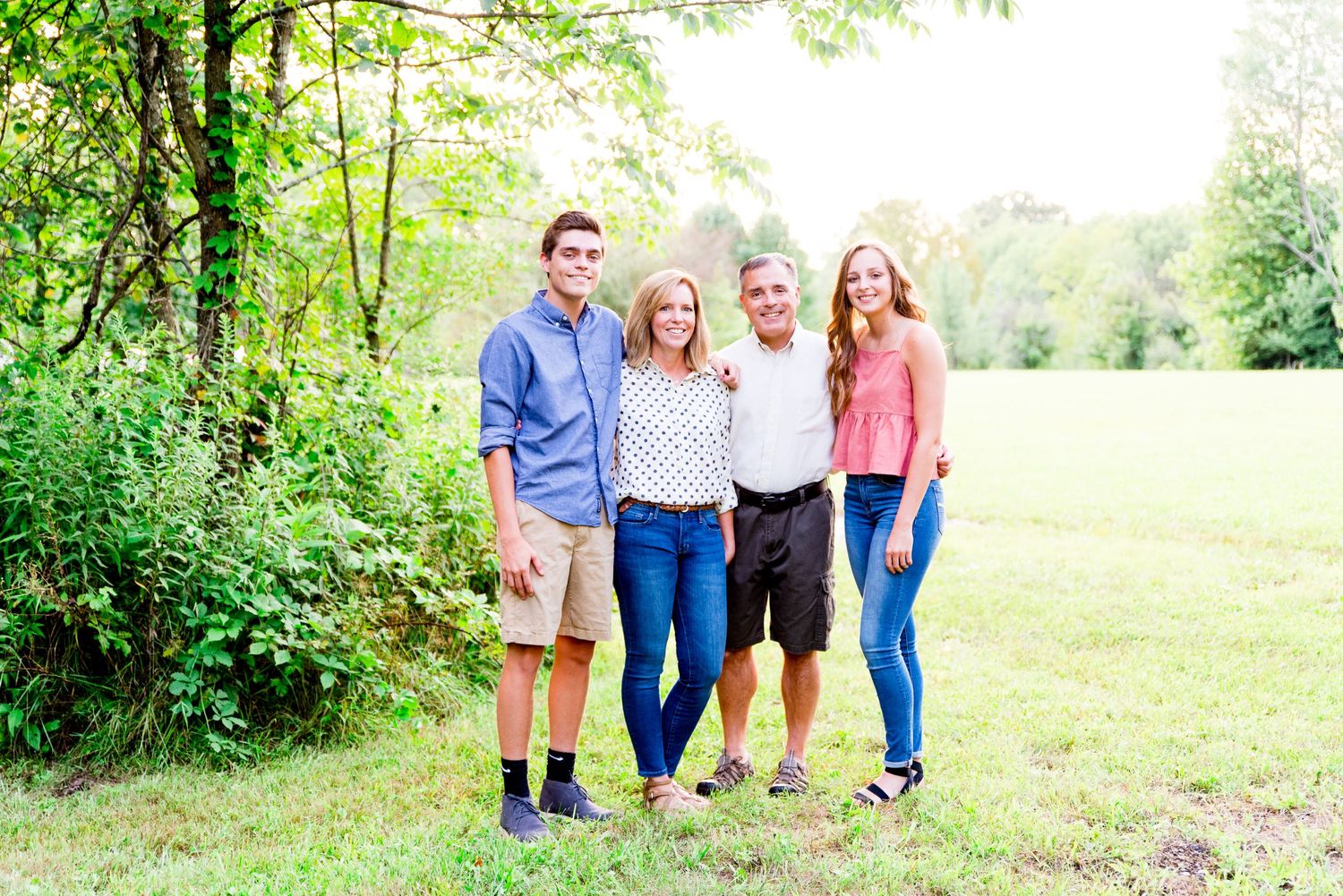 family, colorful, standing, smiling, woods, Cincinnati OH