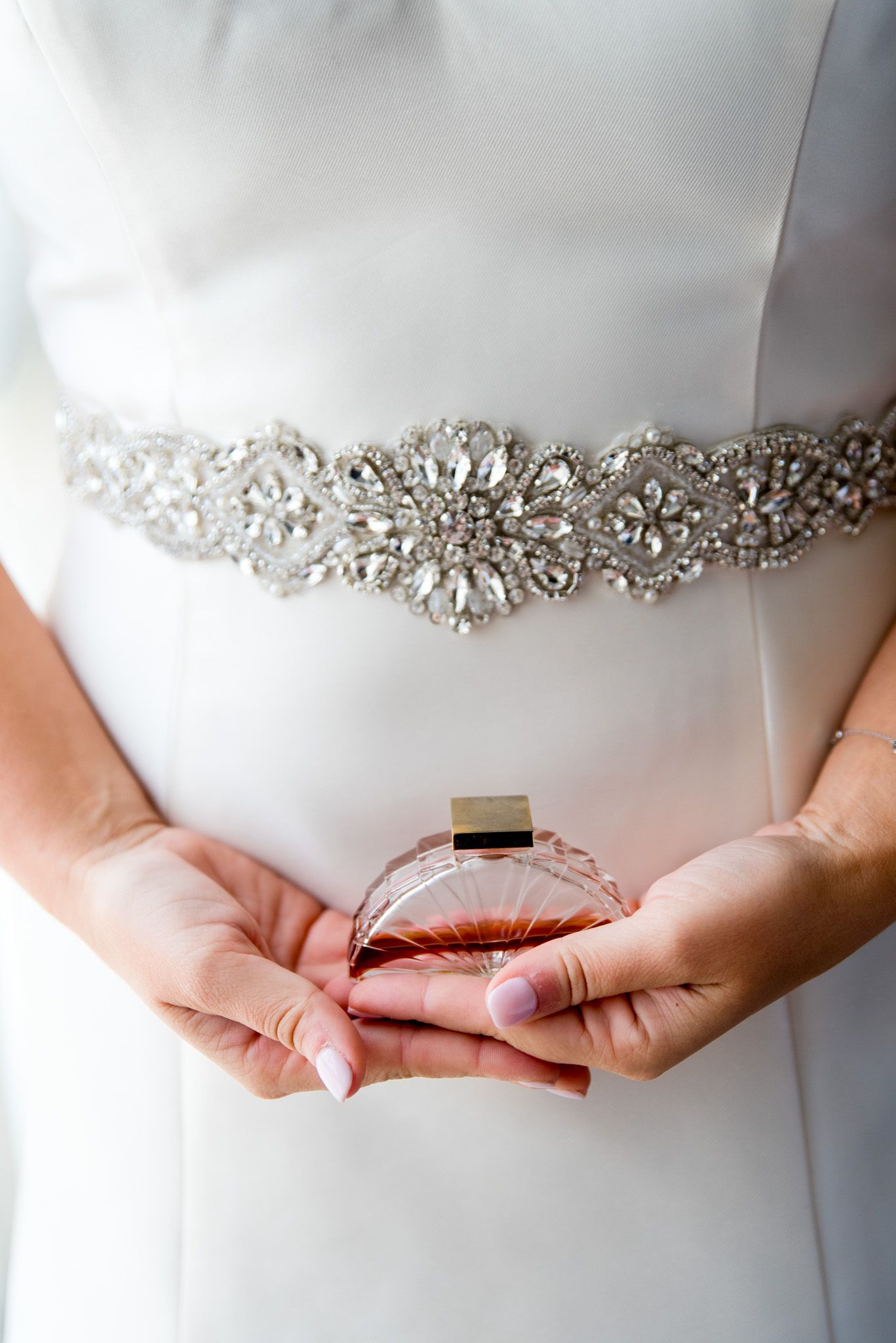 beaded design wedding belt and vintage perfume bottle for fall wedding in chicago