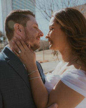 Romantic candid photo series of a couple sharing intimate moments in warm sunlight.