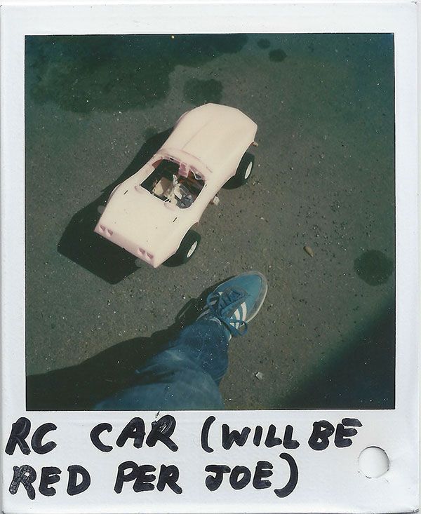 BTS Polaroids from Gremlins showing the Corvette
