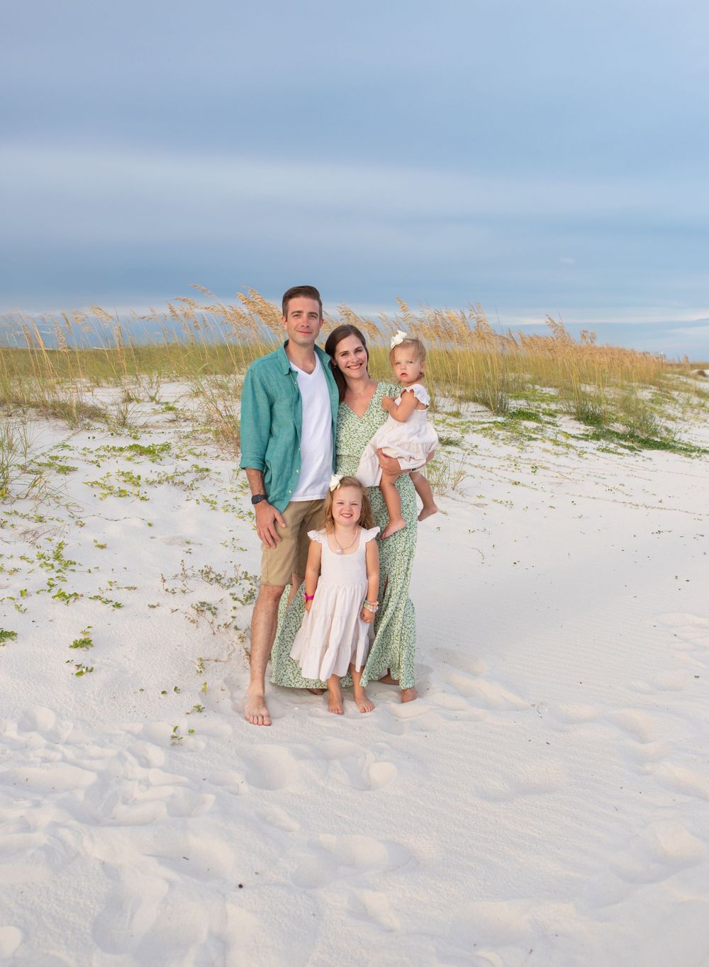 Family portrait Gulf State Park Gulf Shores AL photographer, mom, dad, and daughters, Gulf Shores Family Photography