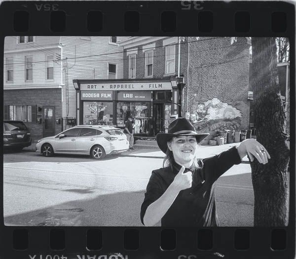 Bodega Film Lab Pittsburgh PA Ellie Kemerer of Eternal Lens Media stands in the foreground.