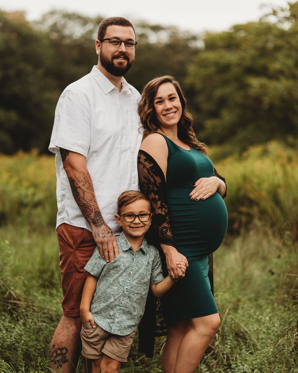 Professional maternity photo with dad and big brother