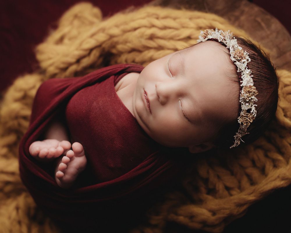 Professional newborn photo - burgundy