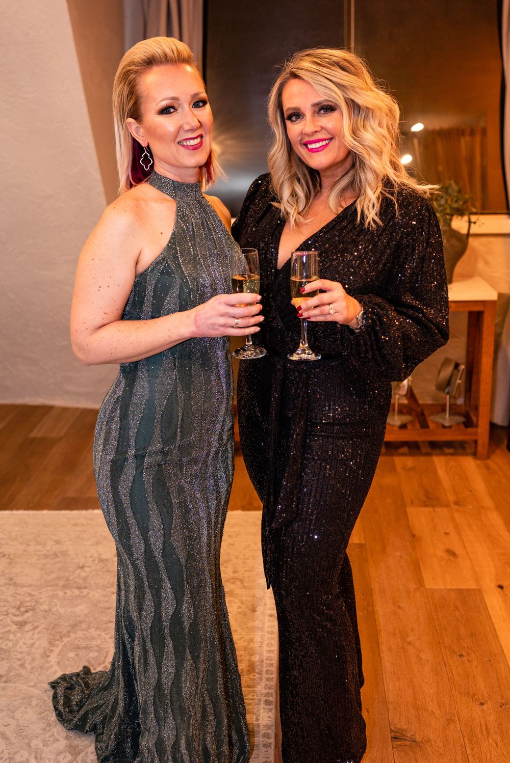 Women toasting champagne