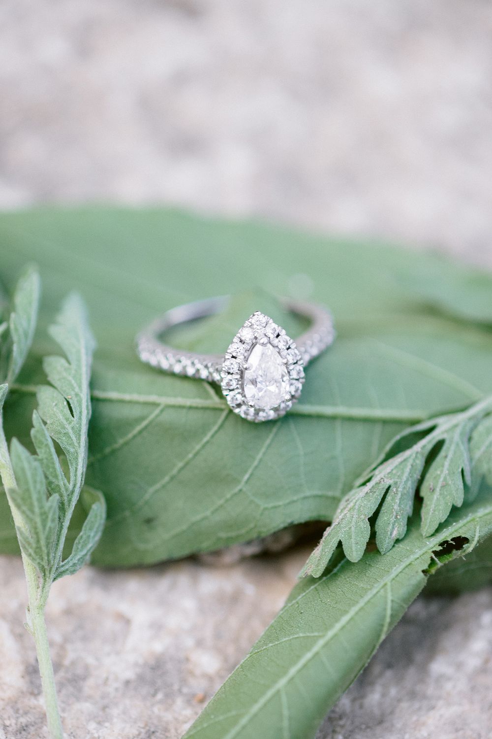 Elizabeth Couch Photography Prairie creek engagement photos waterfall pear cut diamond
