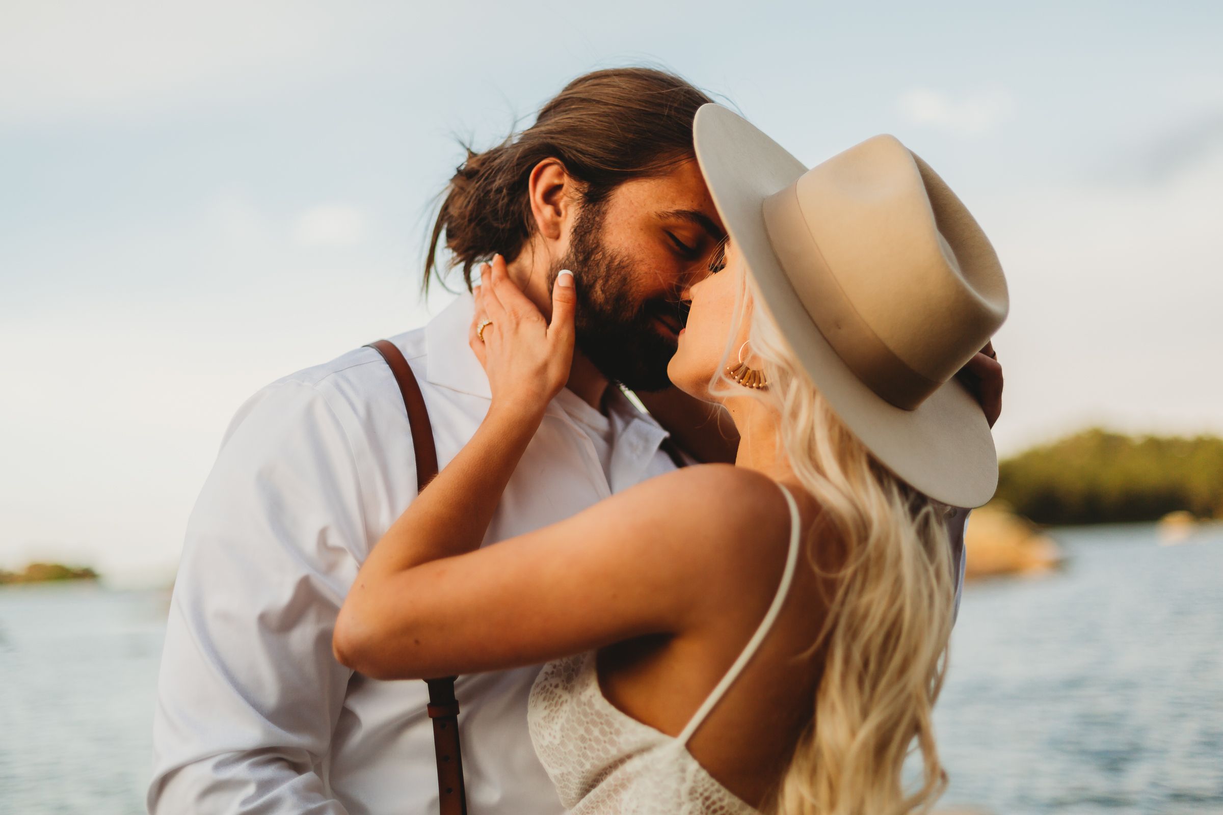 A bride and groom embrace each other during their Colorado Mountain Wedding in Fort Collins, Colorado.