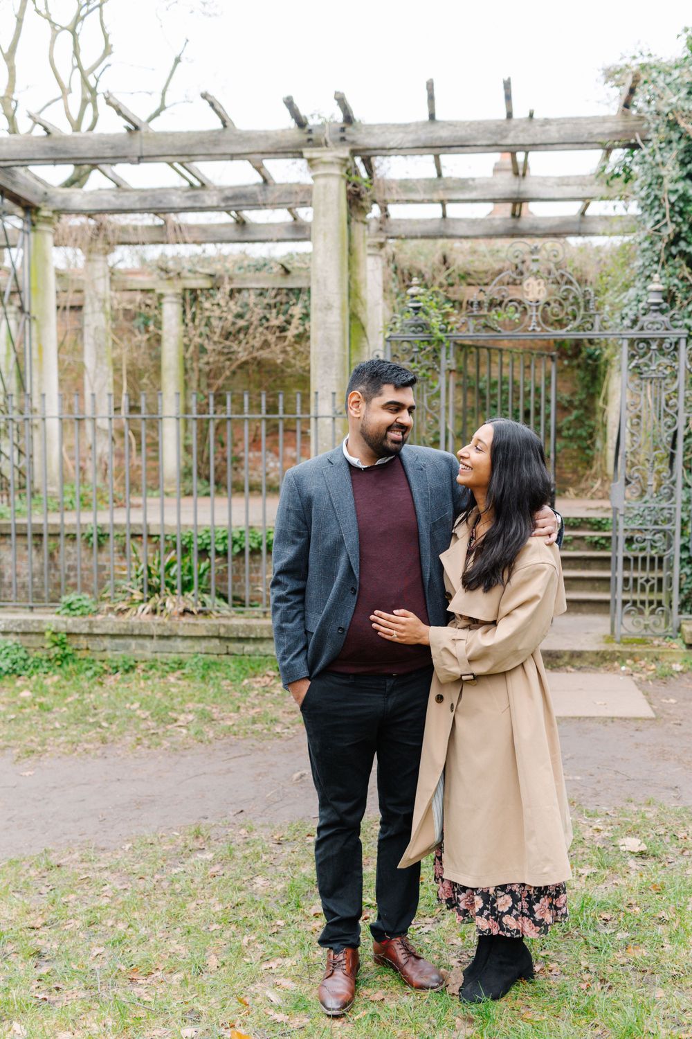 pre wedding photoshoot at Hampstead Heath Gardens and Pergola