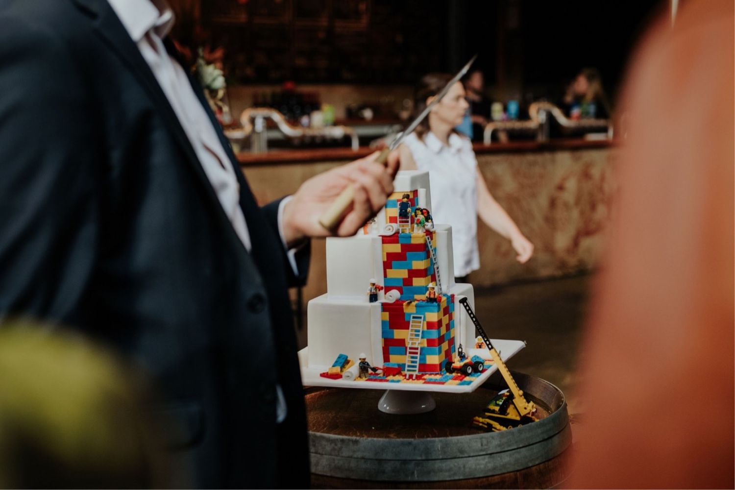 candid melbourne wedding photography gamer couple lego wedding cake