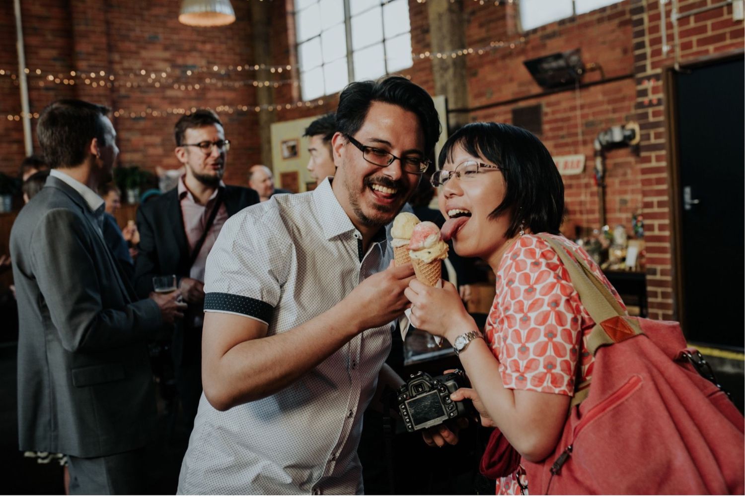 candid melbourne wedding photography mountain goat brewery gamer couple
