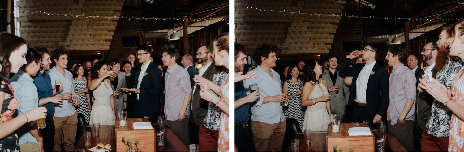 candid melbourne wedding photography mountain goat brewery gamer couple