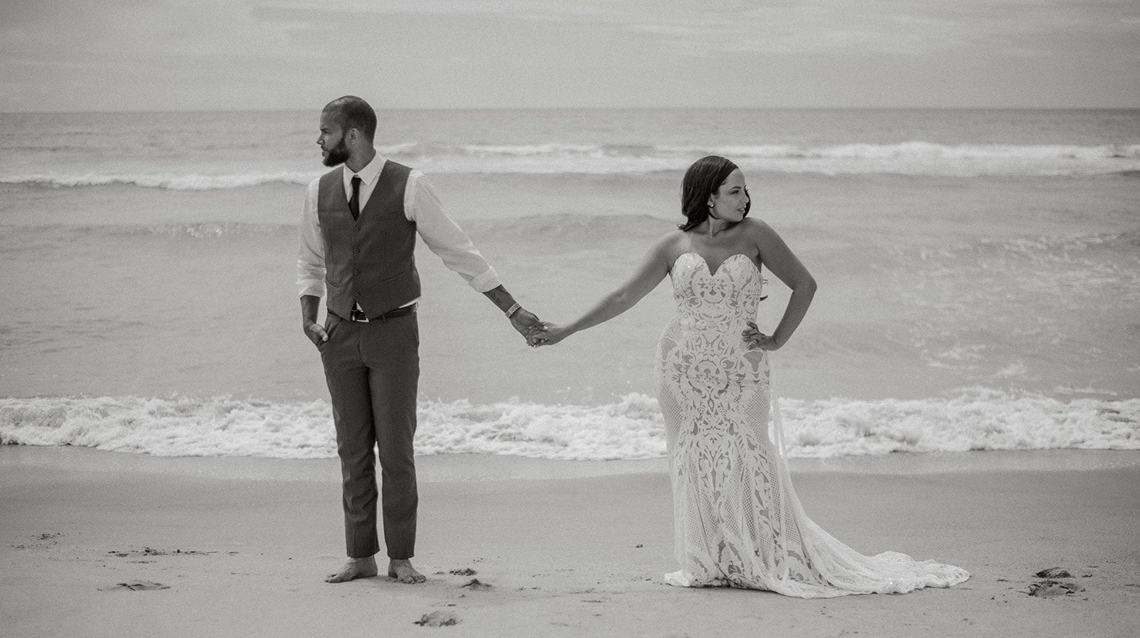 beach elopement videographer emerald isle wedding