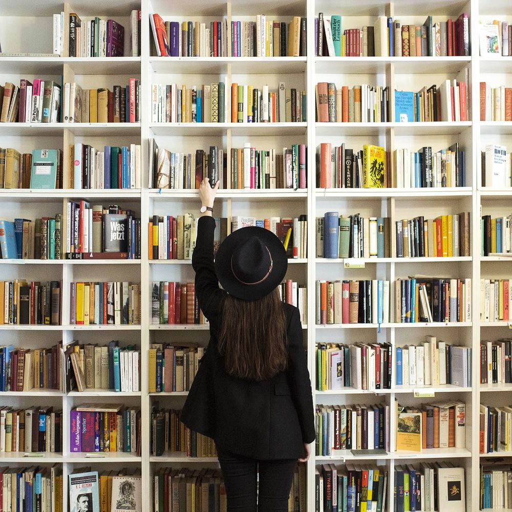 Girl in a library