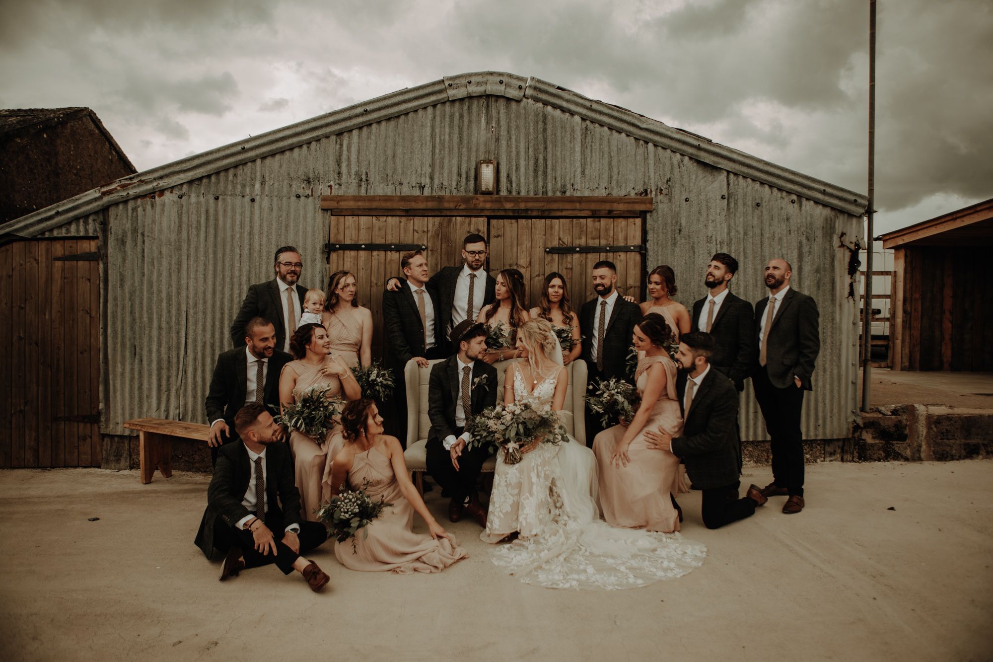 Bridal party at Eden Barn lake district wedding
