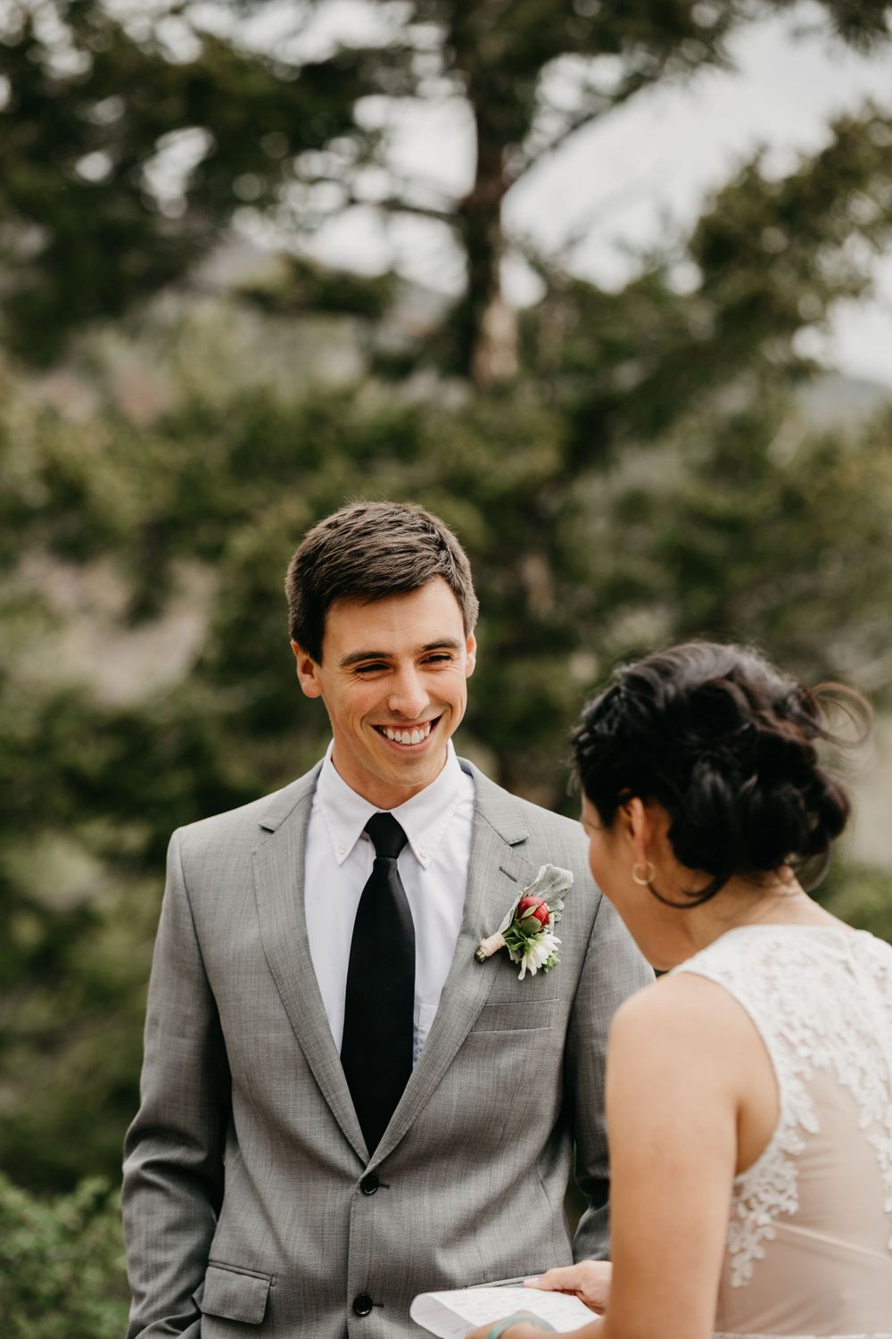 Portrait of groom boho wedding mountain elopement