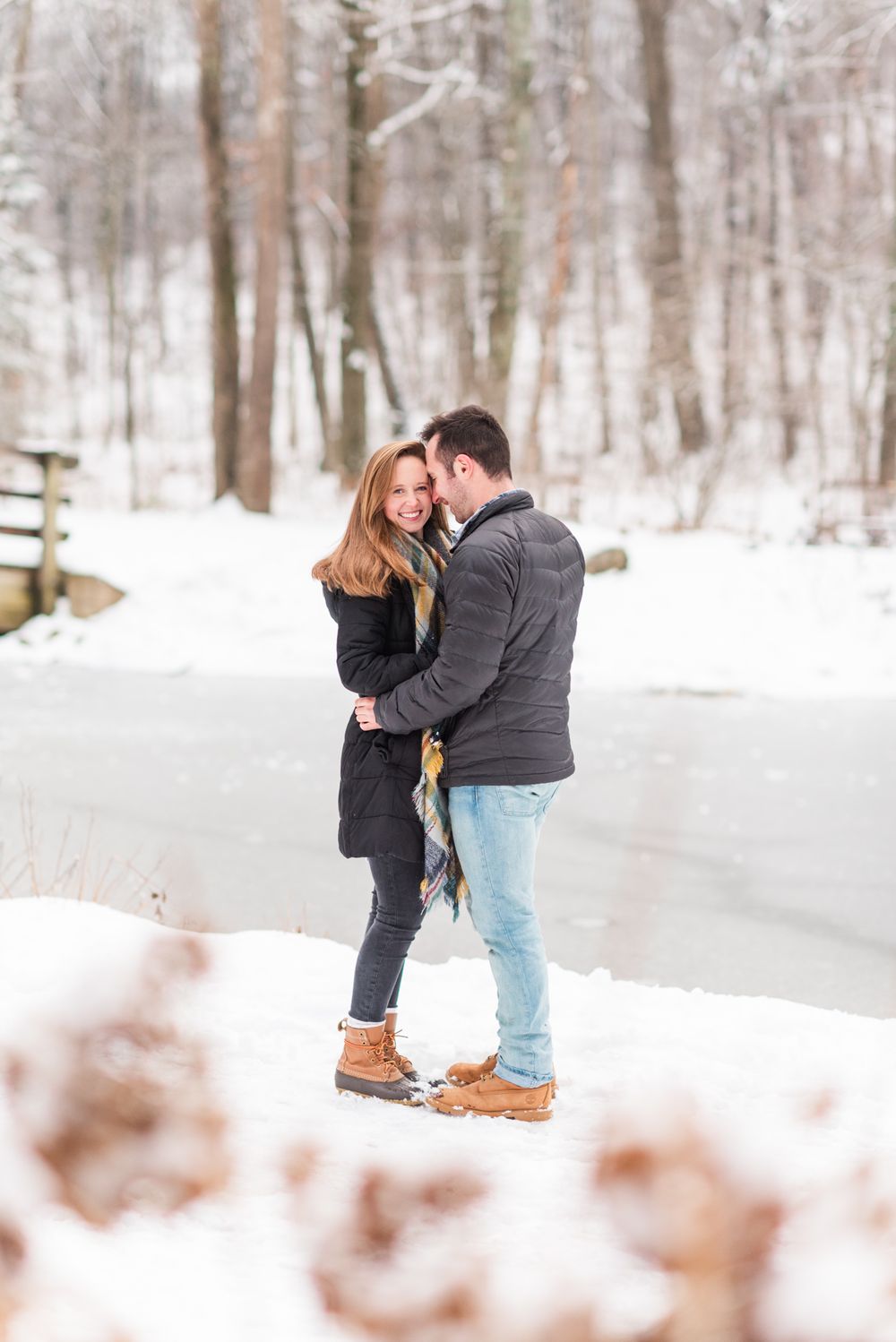 Winter and snow couple engagement in Harrisonburg VirginiaWinter and snow couple engagement in Harrisonburg Virginia