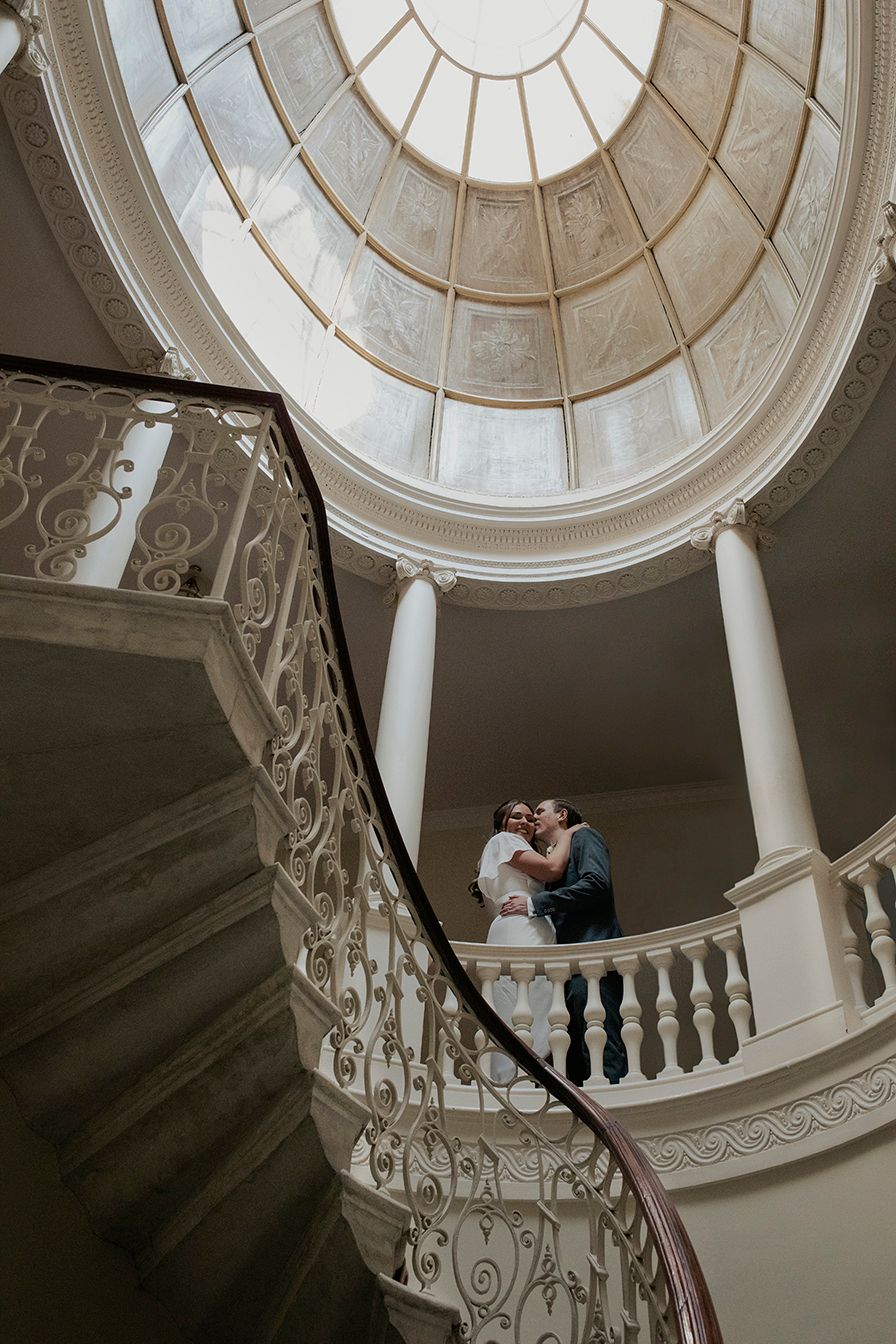 Inside Danson house, the spiral staircase.