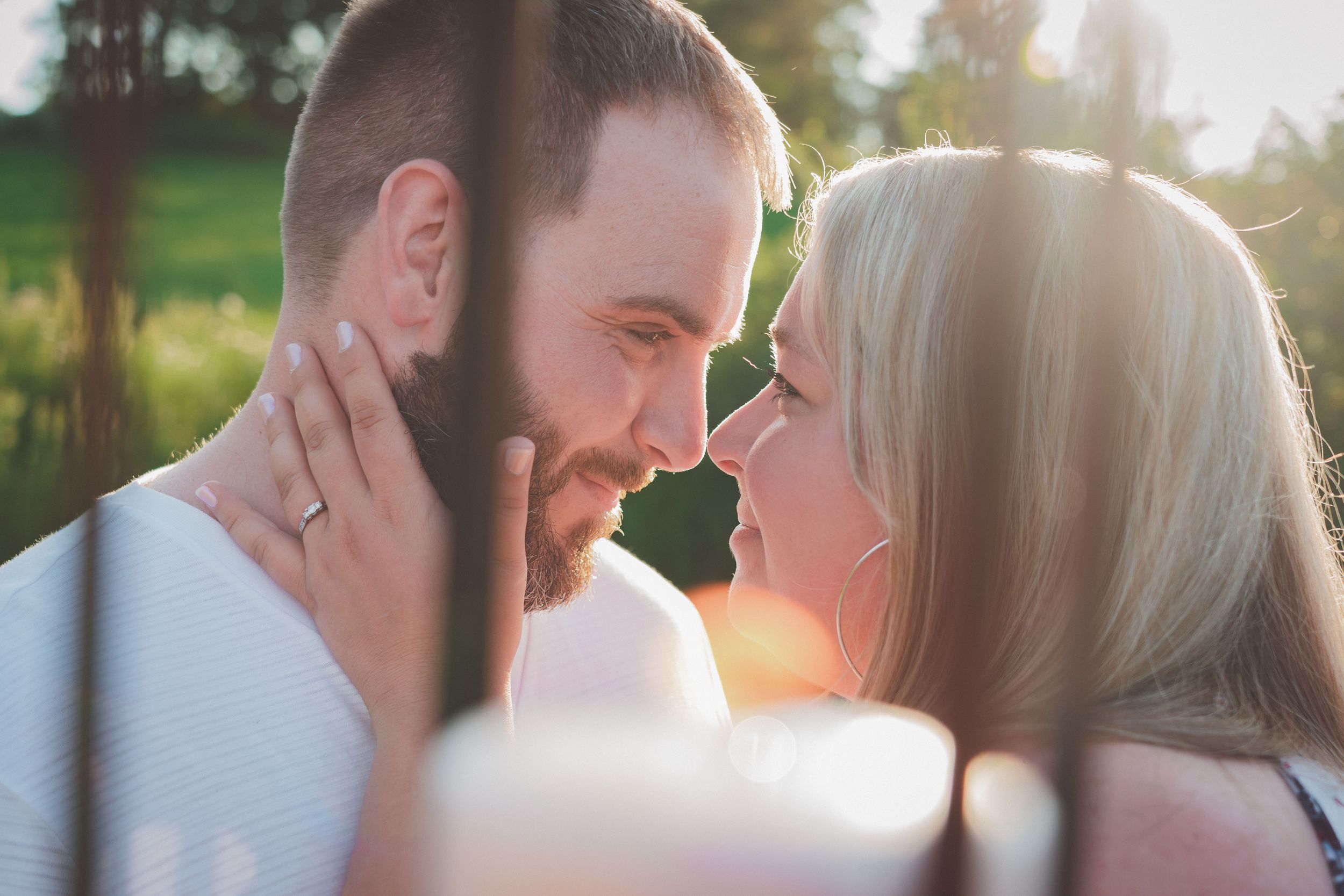 Engagement Couple Looking into each others eyes during sunset in the Lehigh Valley