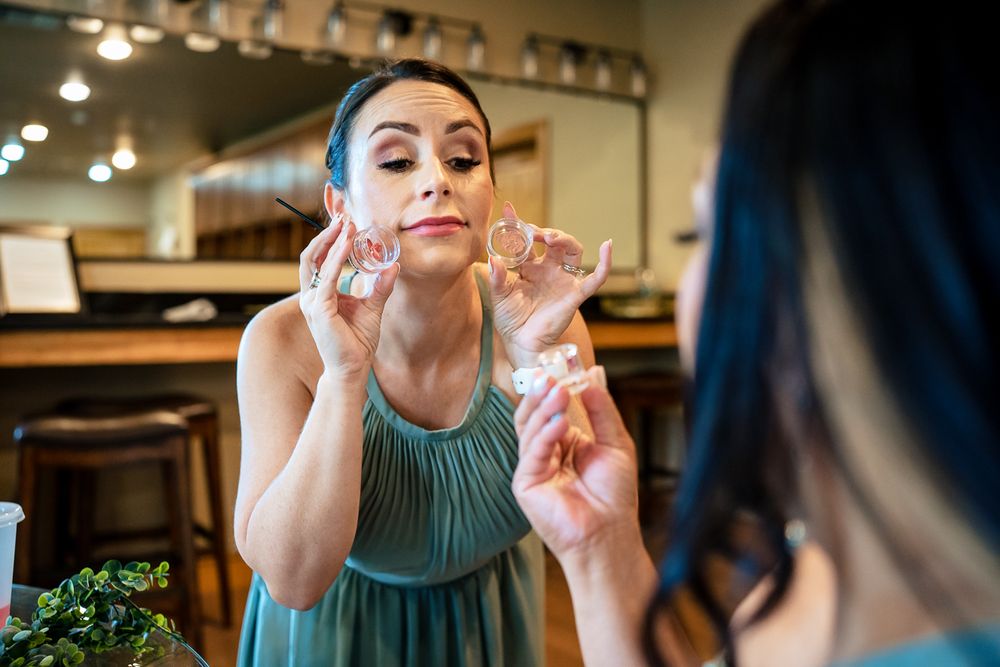 bridesmaids pick out lipstick colors