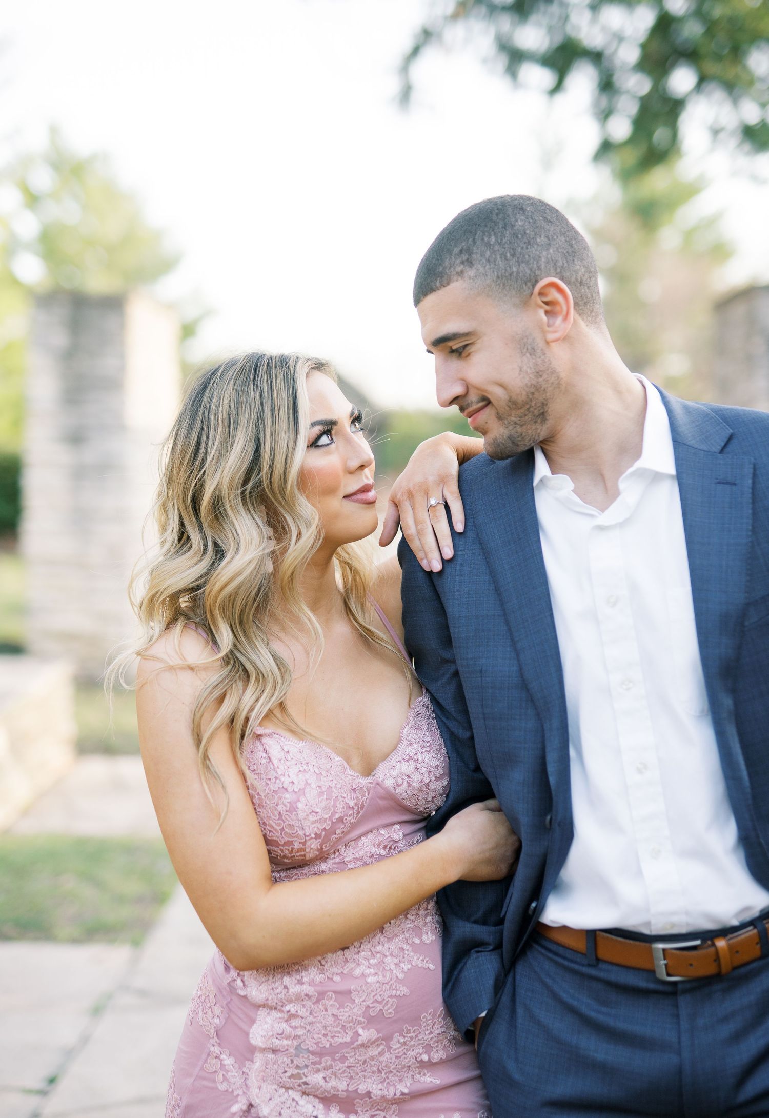 Light and airy film engagement Session at the Rose Gardens and Art Center in Des Moines, Iowa