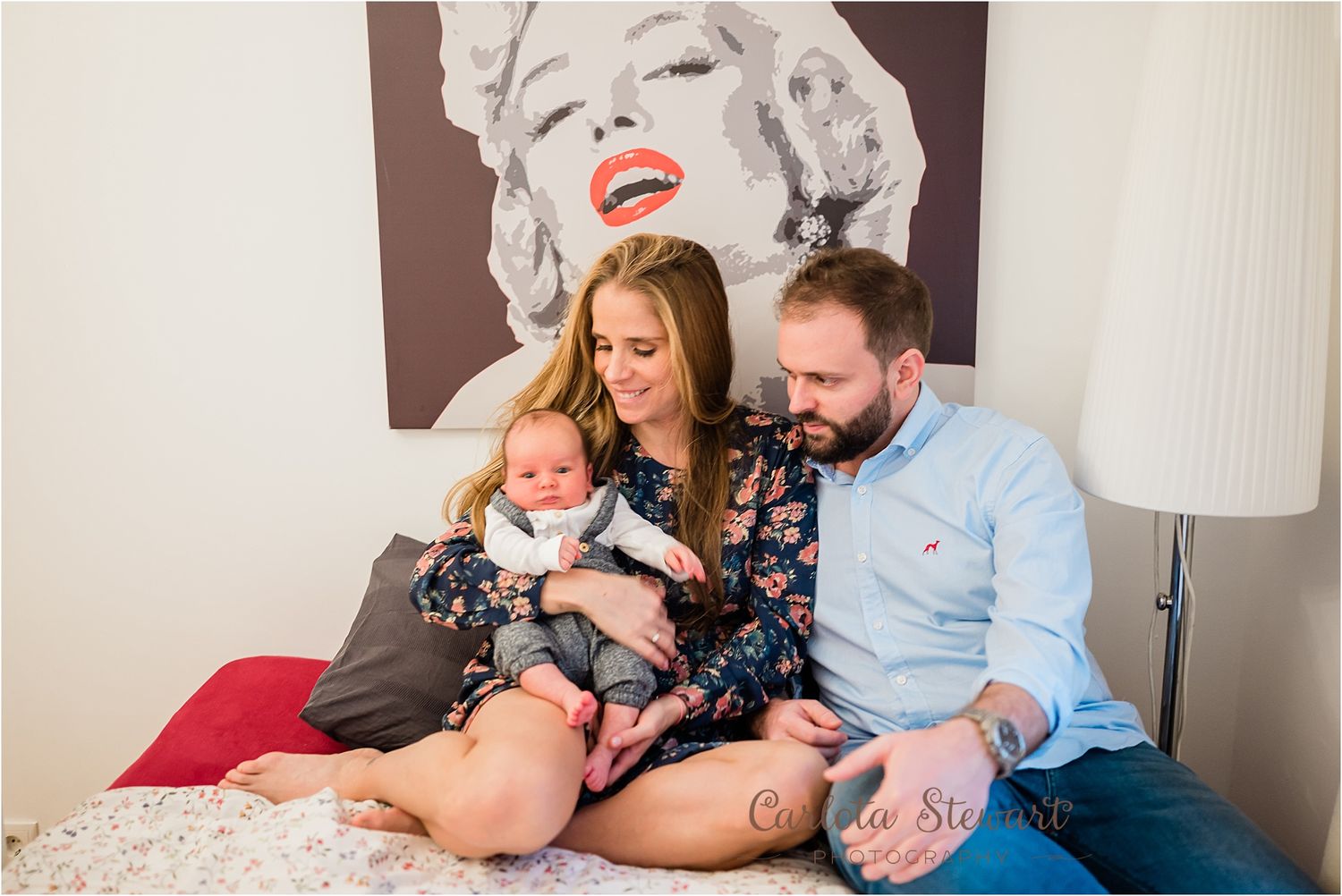 family of three with mother and father and New-born baby boy in Vienna, Austria