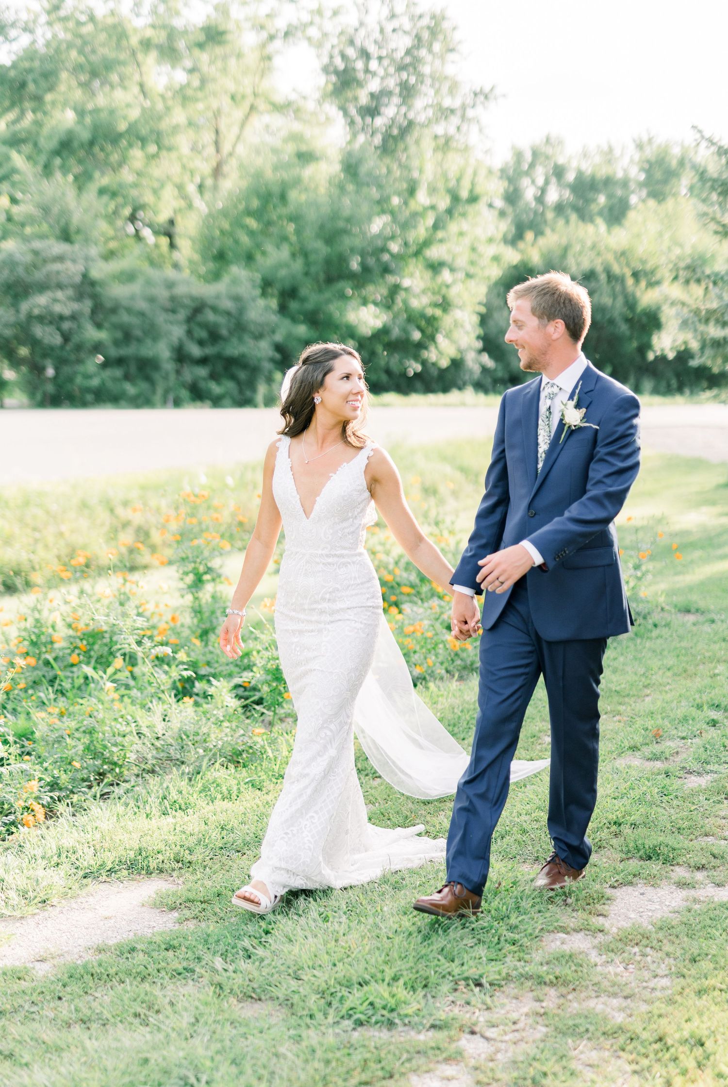 Vineyard photos with white willow events at Prairie Moon Winery wedding in Ames, Iowa