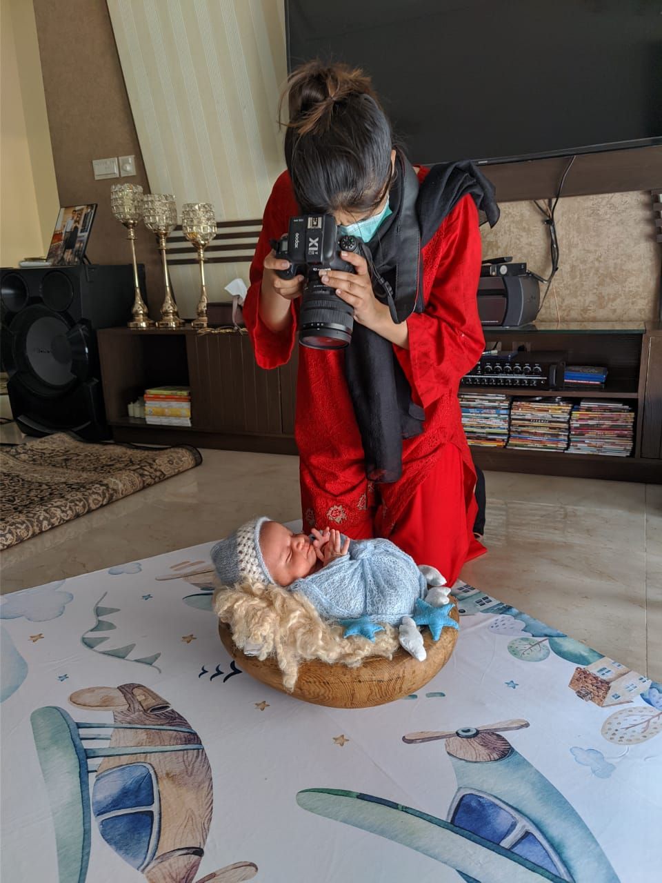 Newborn Photographer Annem Zaidi taking photos of newborn baby