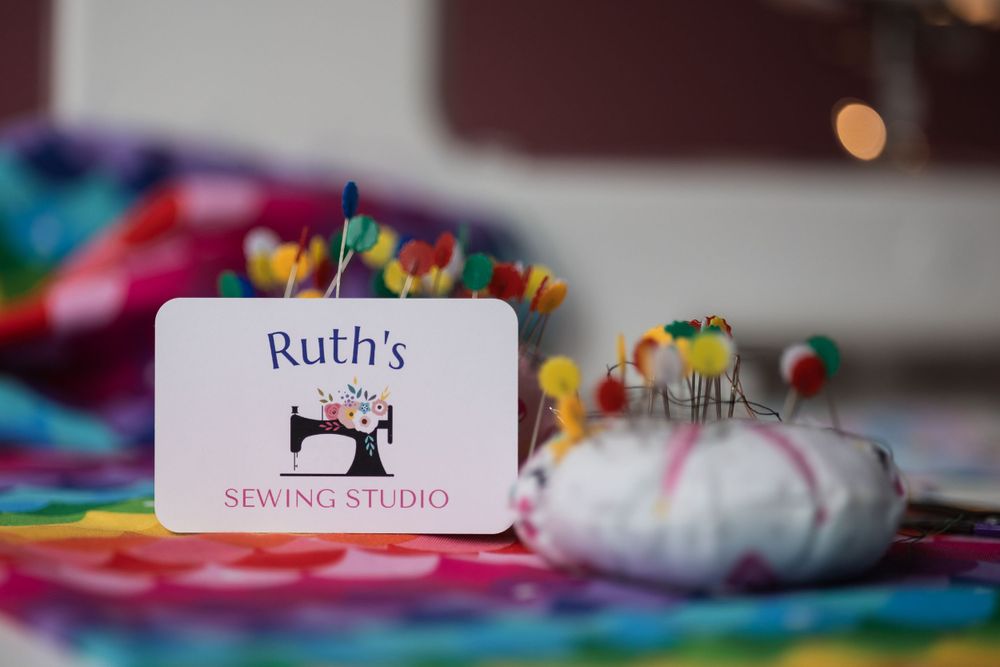 Creative photo of business cards for Ruth's sewing studio taken by Jane Nicholson Photography.