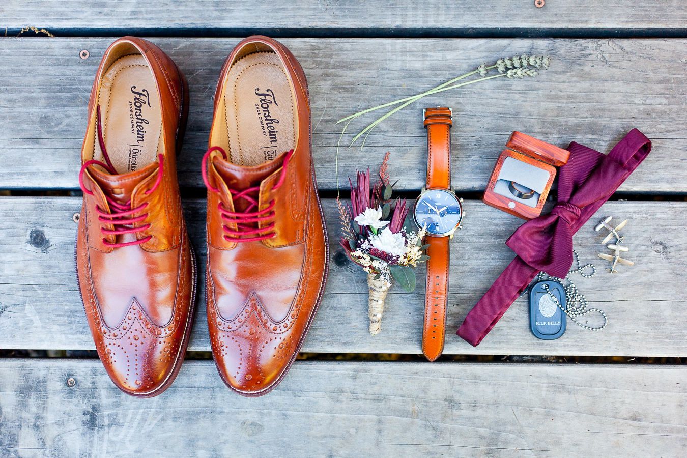 groom's wedding details for a maroon and blush fall wedding in Northern California