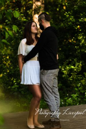 Naturally posed engagement photography at Liverpool Festival Gardens by Photography Liverpool