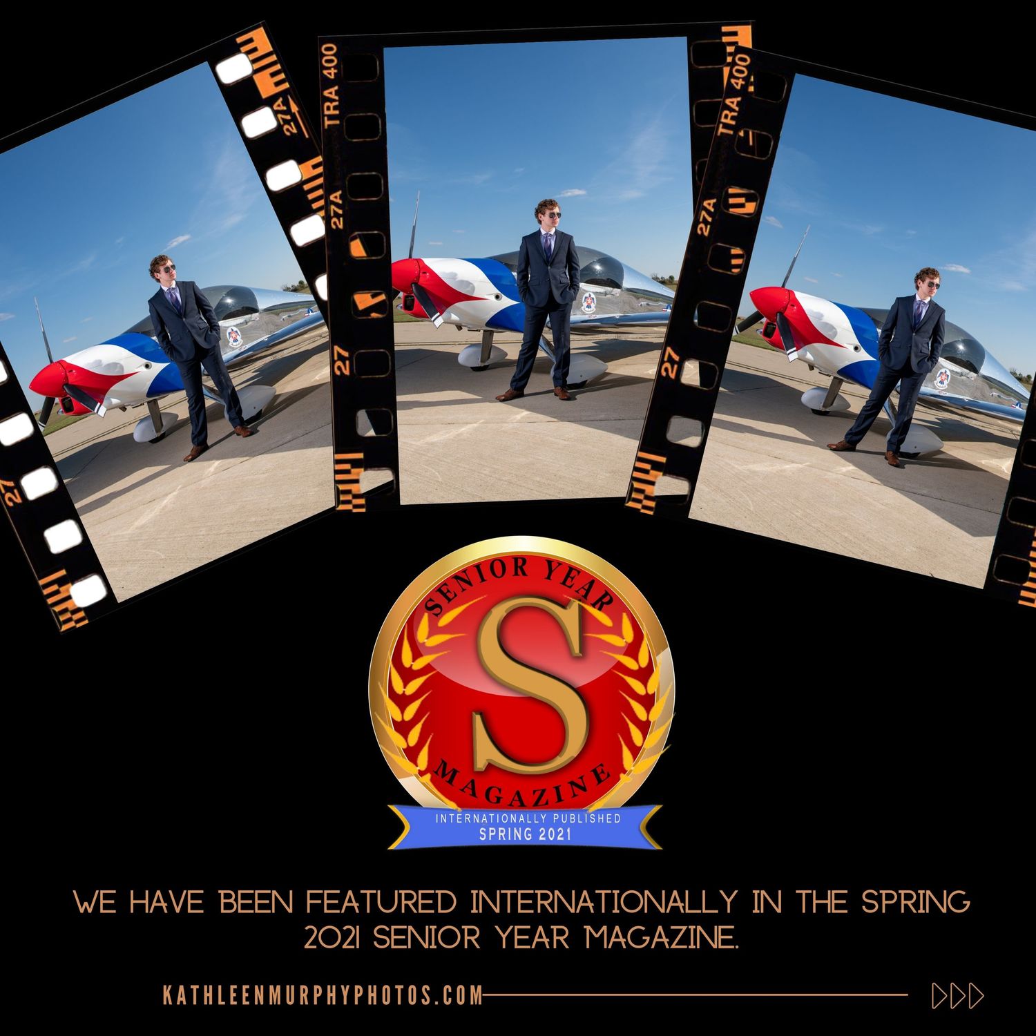 Senior Portraits with a Sonex Thuderbird, Senior photos with airplane and suit