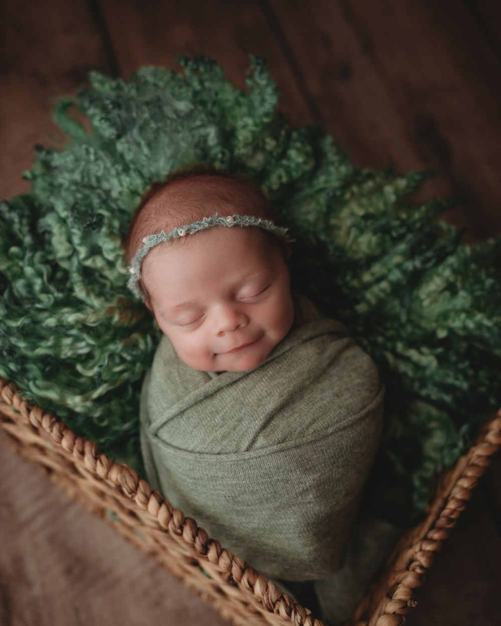 Professional newborn photo - green
